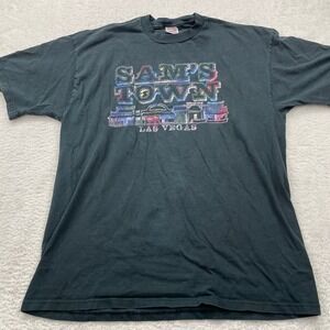 Vintage Sams Town Las Vegas T-Shirt Jerzees XL Gray Souvenir Graphic Tee
